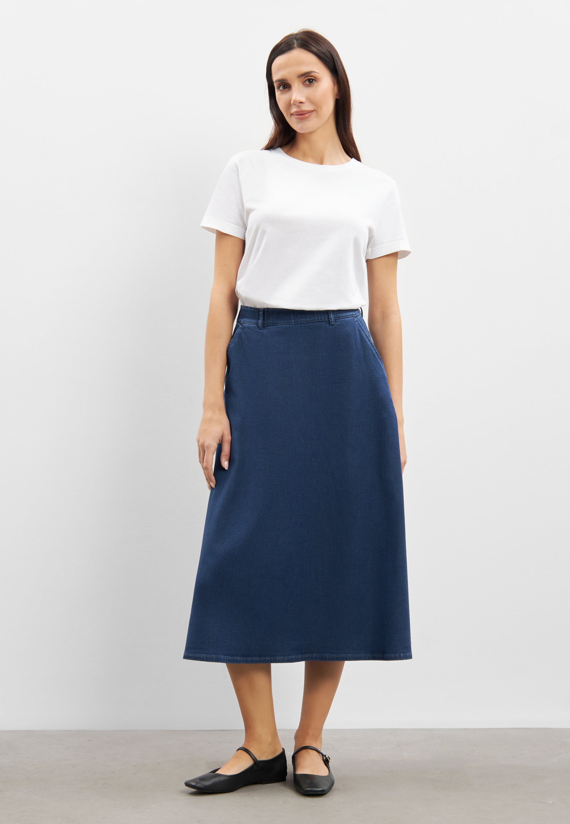 LAURIE Asta Skirt - 80 cm Skirts 44506 Medium Blue Denim