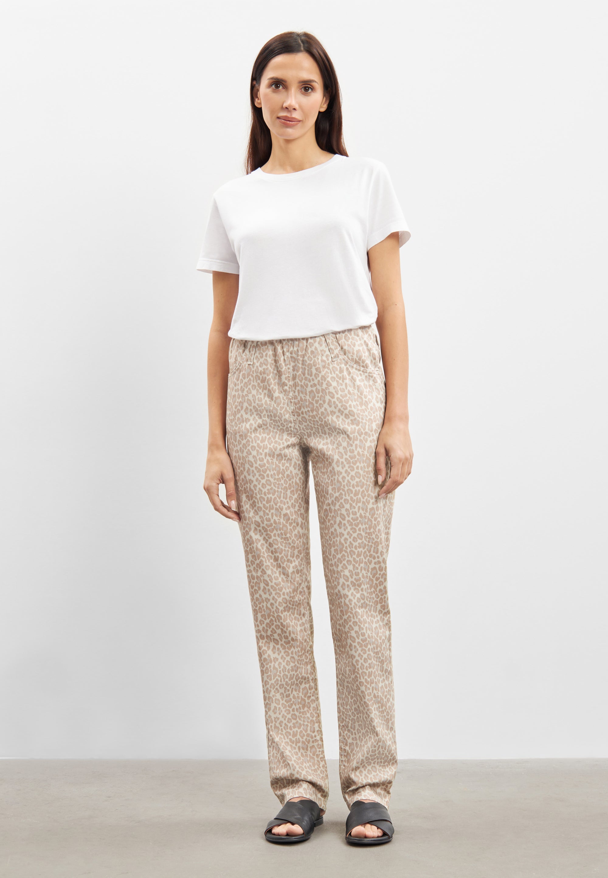 LAURIE Kelly Regular - Medium Length Trousers REGULAR 13036 Birch Leopard