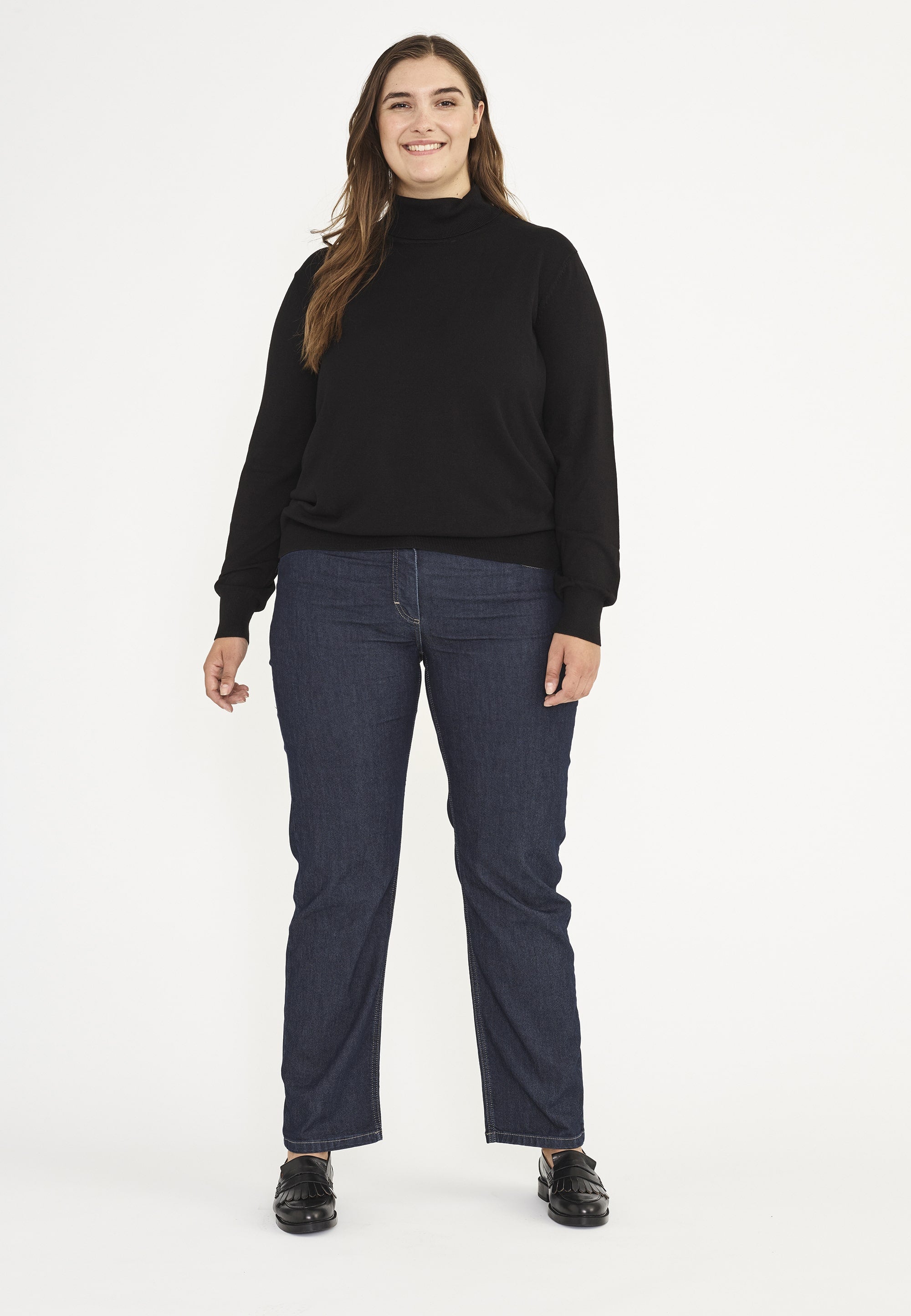 LAURIE  Amelia Straight - Medium Length Trousers STRAIGHT 49501 Dark Blue Denim