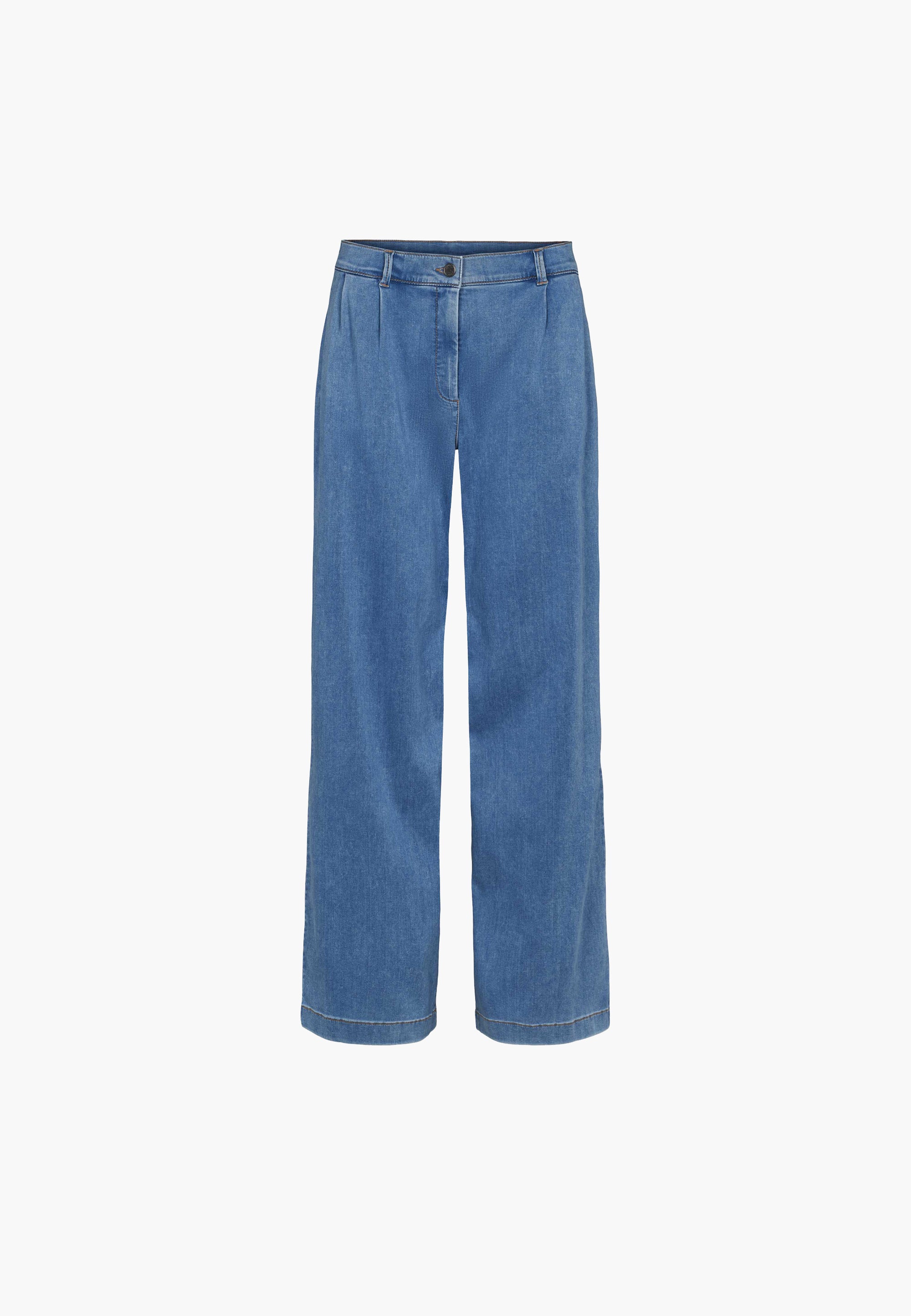 LAURIE  Debbie Loose - Medium Length Trousers LOOSE 44399 Washed Blue Denim