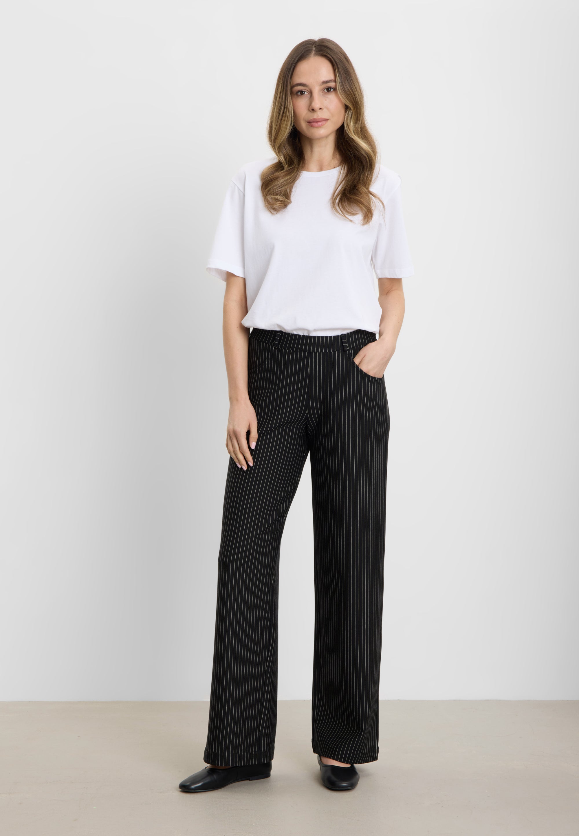LAURIE Donna Loose Jersey - Medium Length Loose 99027 Black Stripe Brushed