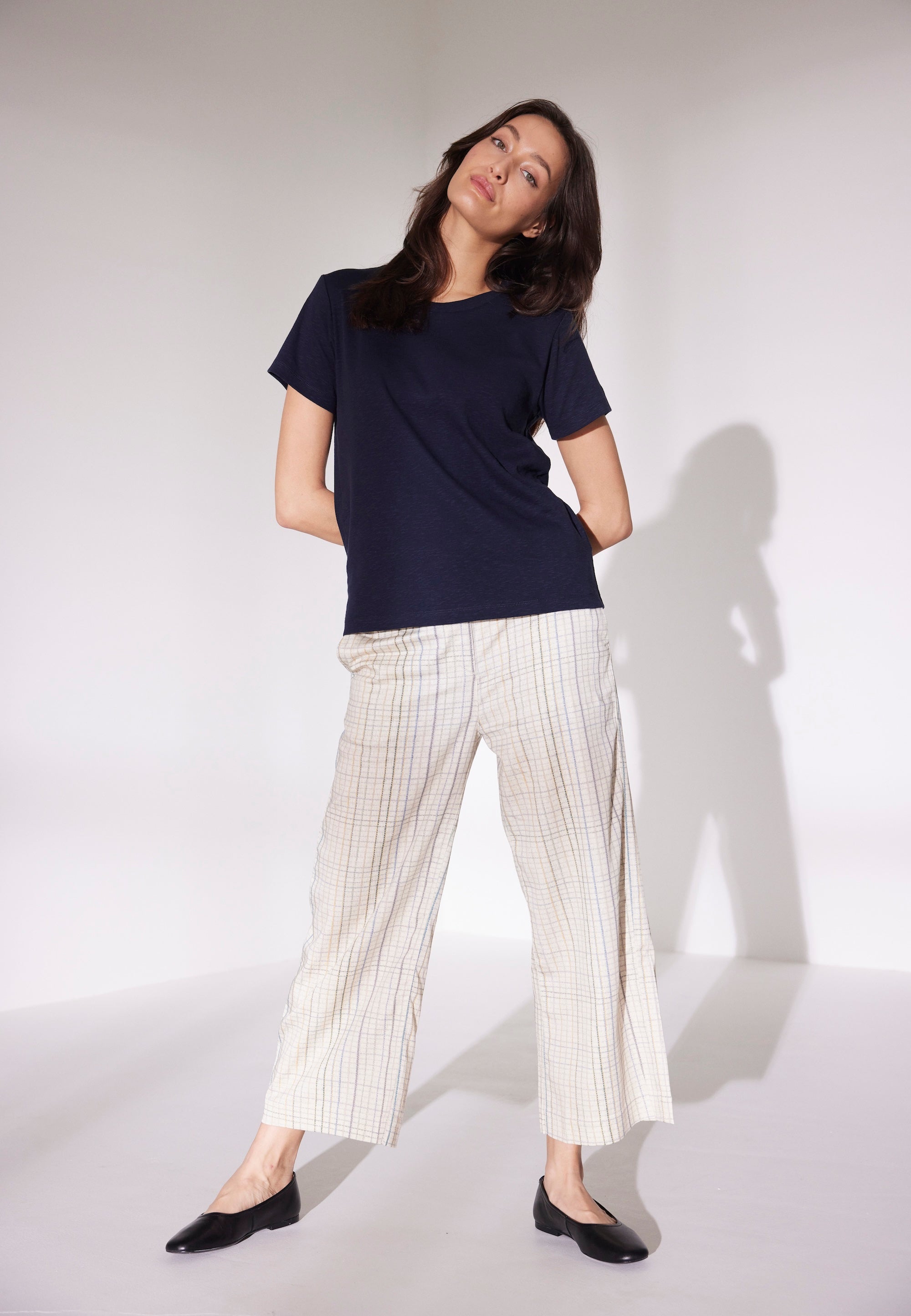 LAURIE Hilde Loose Crop Trousers LOOSE 13043 Birch Check Print
