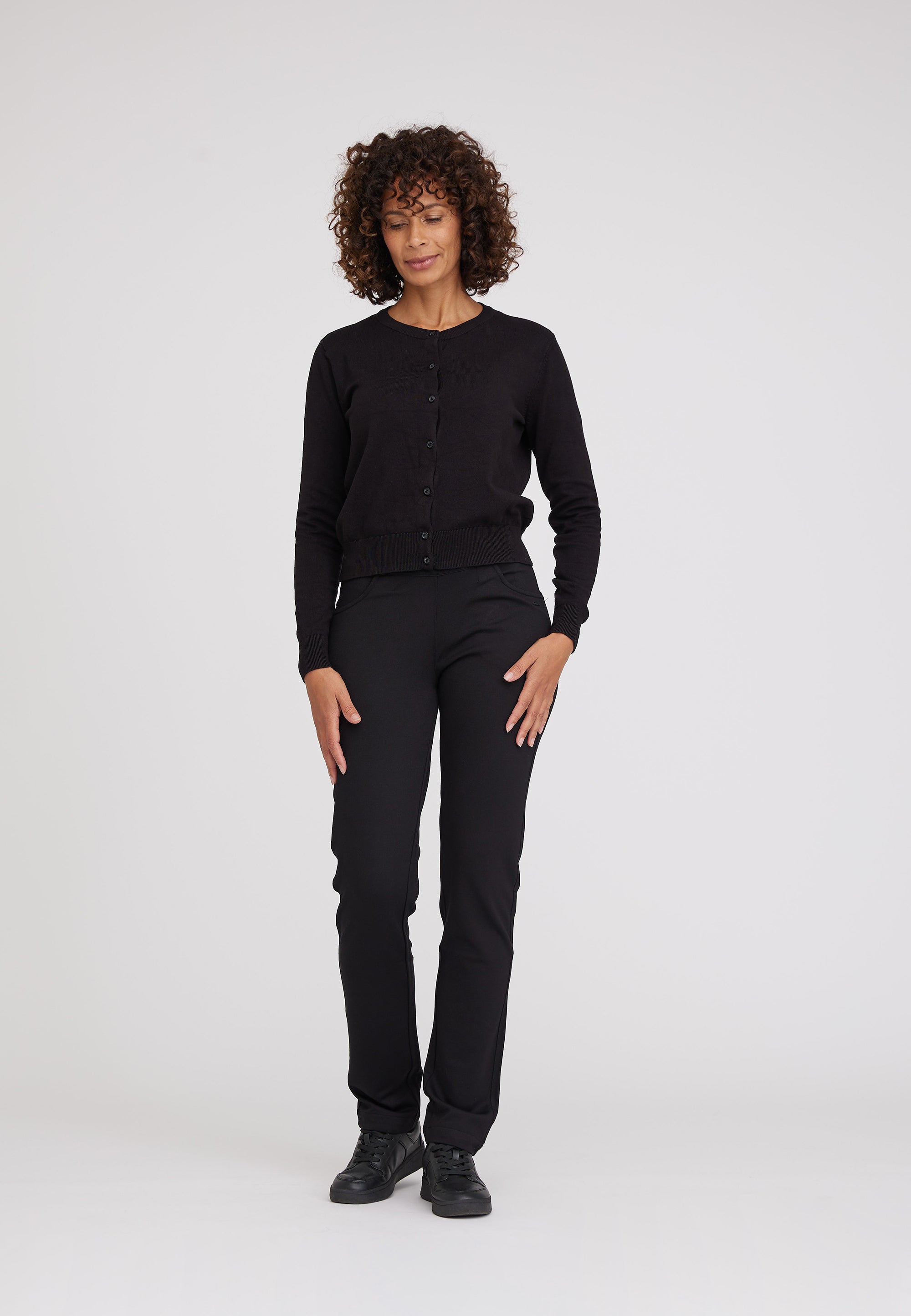 LAURIE Kelly Regular Jersey - Medium Length Trousers REGULAR 99143 Black brushed