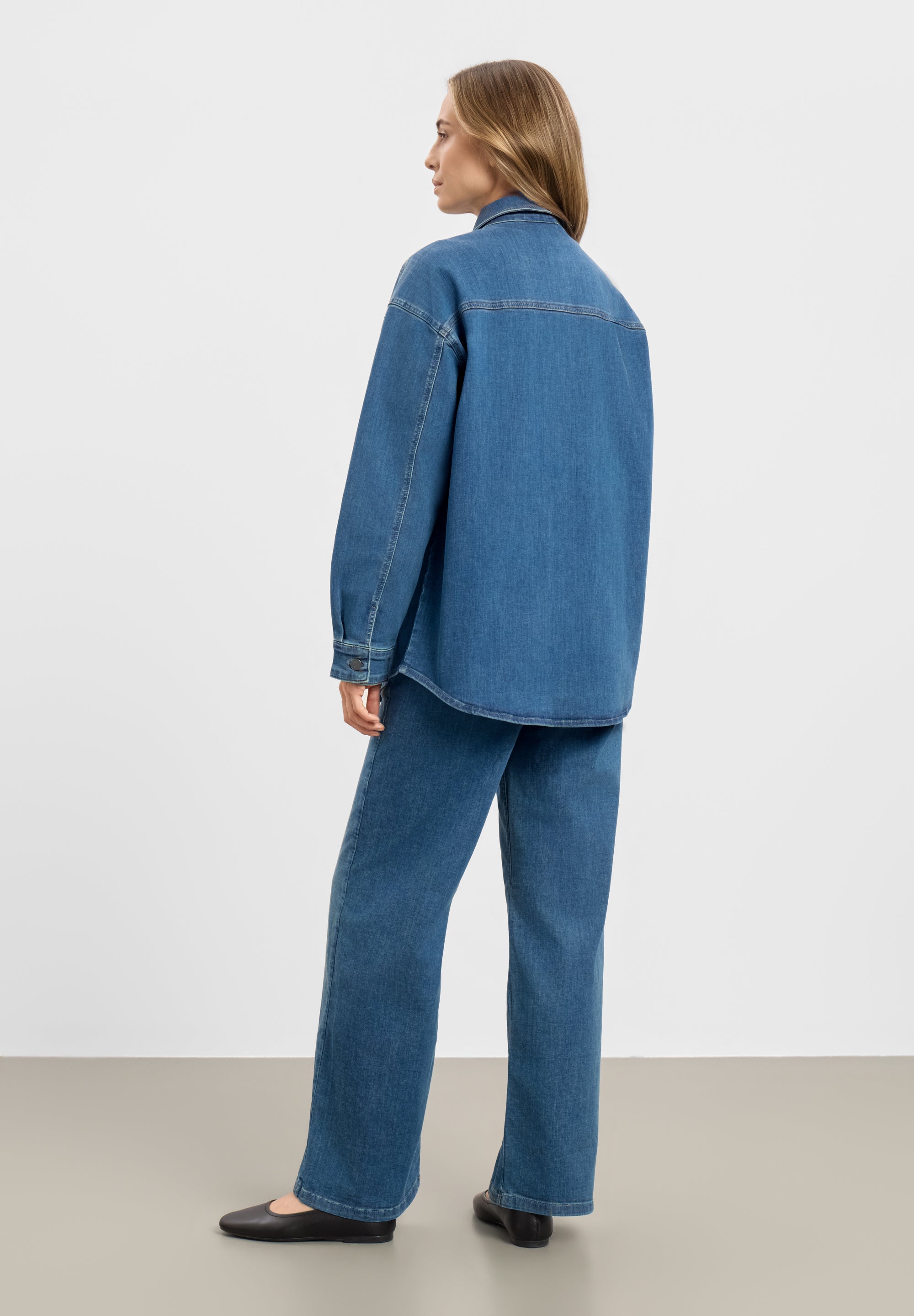 LAURIE Mille Oversize Shirt Jacket - Long Sleeve Jackets 49399 Washed Blue Denim