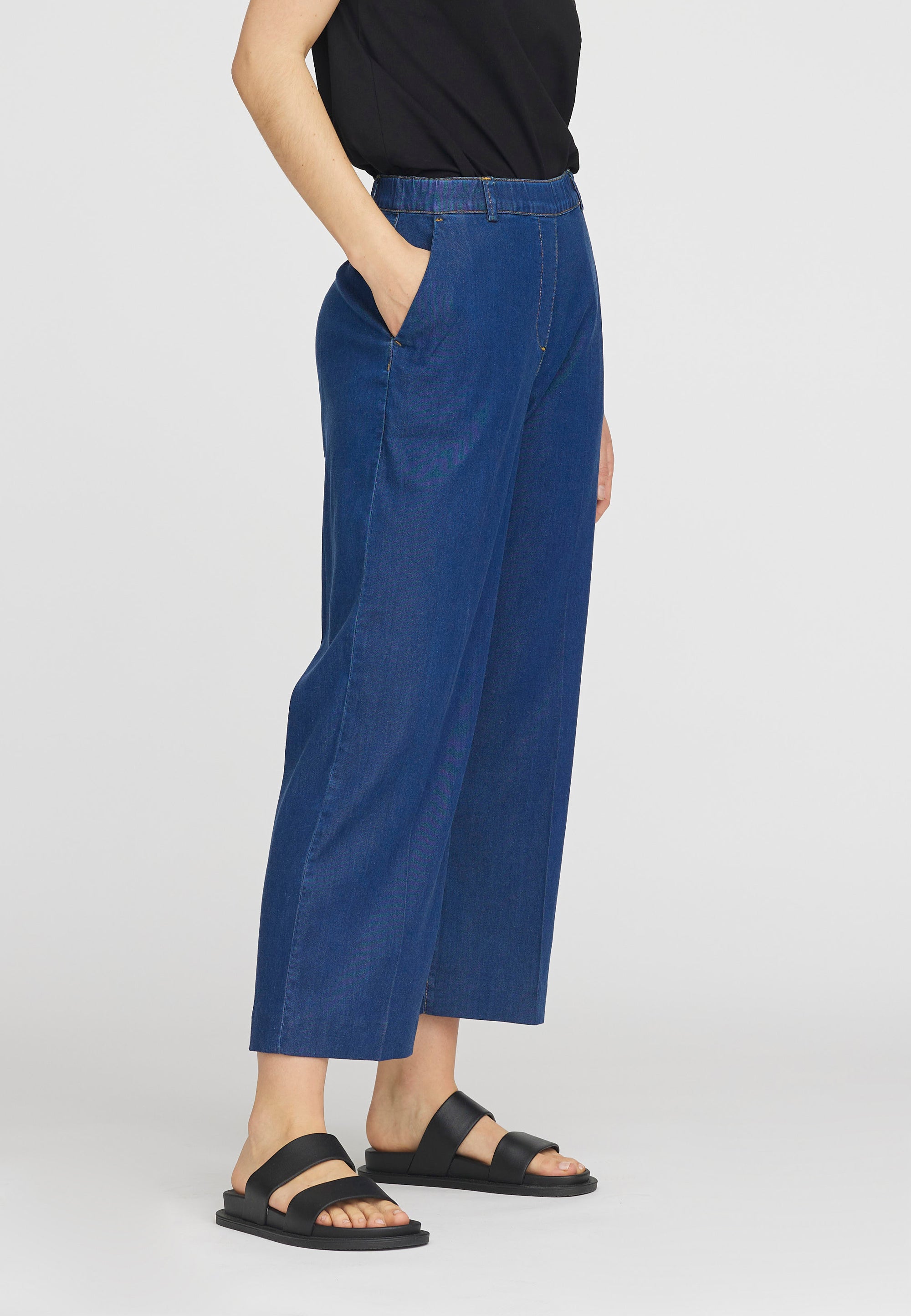 LAURIE Phoebe Loose Crop Trousers LOOSE 44506 Medium Blue Denim